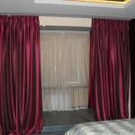 Яркие бордовые шторы, дизайн в современном стиле, для гостиной, пошив штор под заказ от салона штор Декория